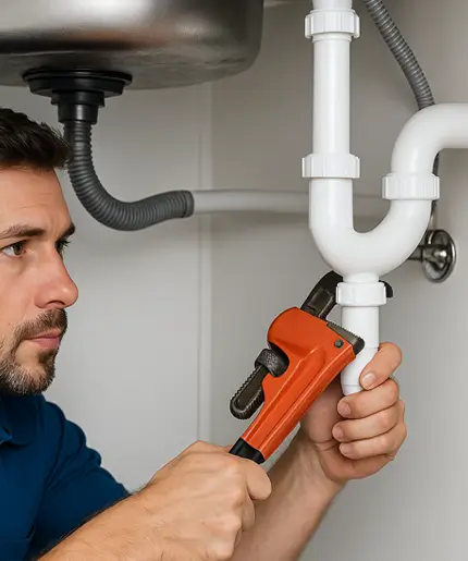 Plumber Fixing a Kitchen Sink Pipe in Sugar Land | Fast & Reliable